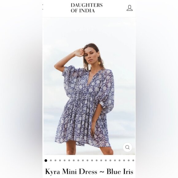 knee length dresses for ladies Rumi Block Printed Dress – The Riviera Towel Company main image 0
